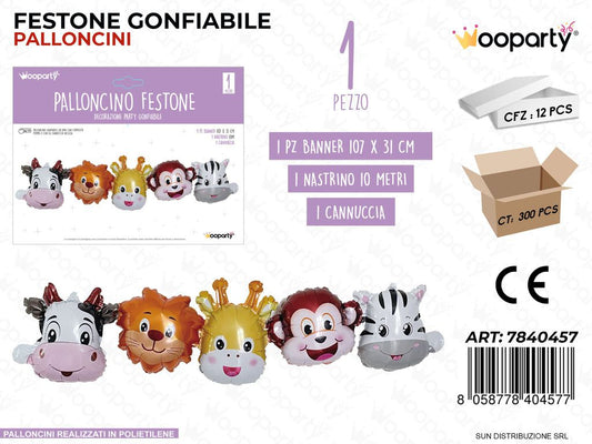 FESTONE PALLONCINO ANIMAL 107*31CM /PZ DA 12**