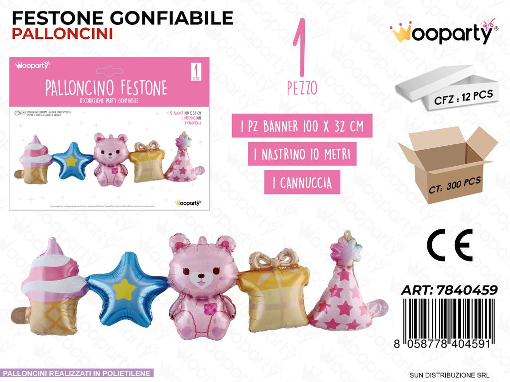 FESTONE PALLONCINO BABY GIRL 100*32CM /PZ DA 12**