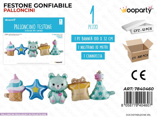 FESTONE PALLONCINO BABY BOY 100*32CM /PZ DA 12**