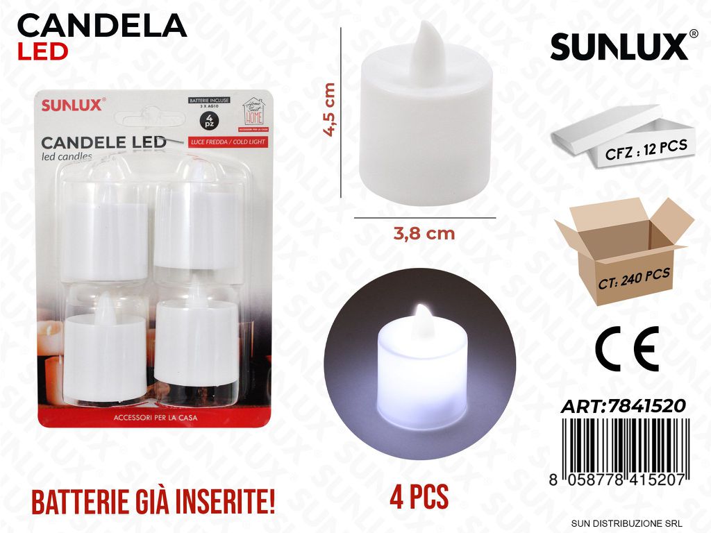 Candele Led Bianco 3.8*3.2CM 4PCS