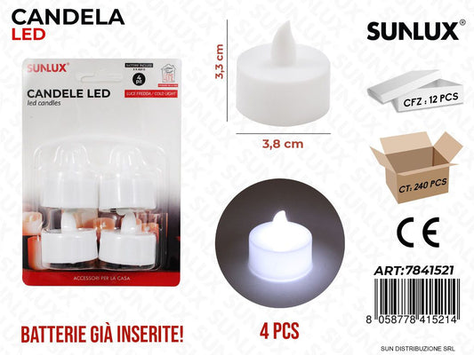 Candele Led Bianco 3.8*3.3CM 4PCS