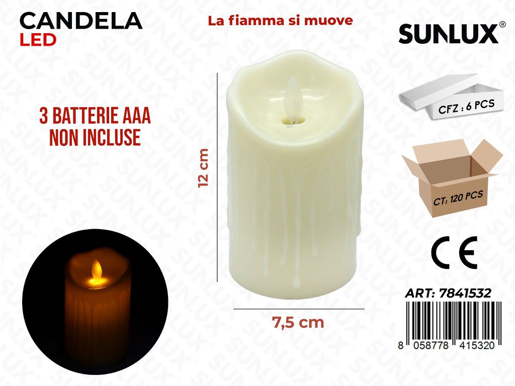 Candele Led Caldo 7.5*12CM / Pz da 6
