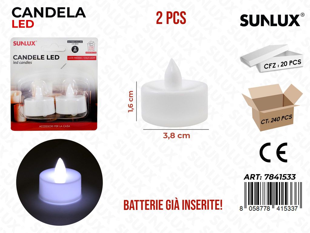 Candela Led Freddo 2PCS 3.8*1.6CM