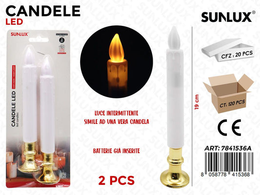 Candele a Led Bianco 19CM 2PCS