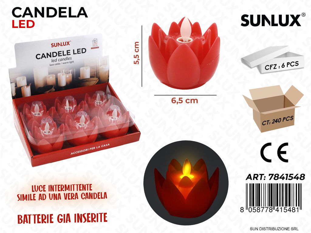 Esp. Candele Led Fiore Rosso 6.5*5.5CM