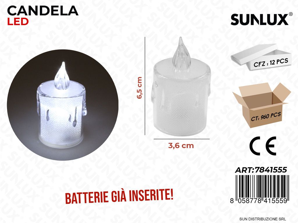 Candela Led c/ Batteria 3.6*6.5M