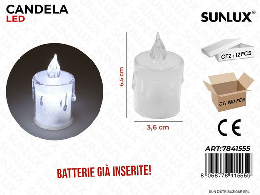 Candela Led c/ Batteria 3.6*6.5M