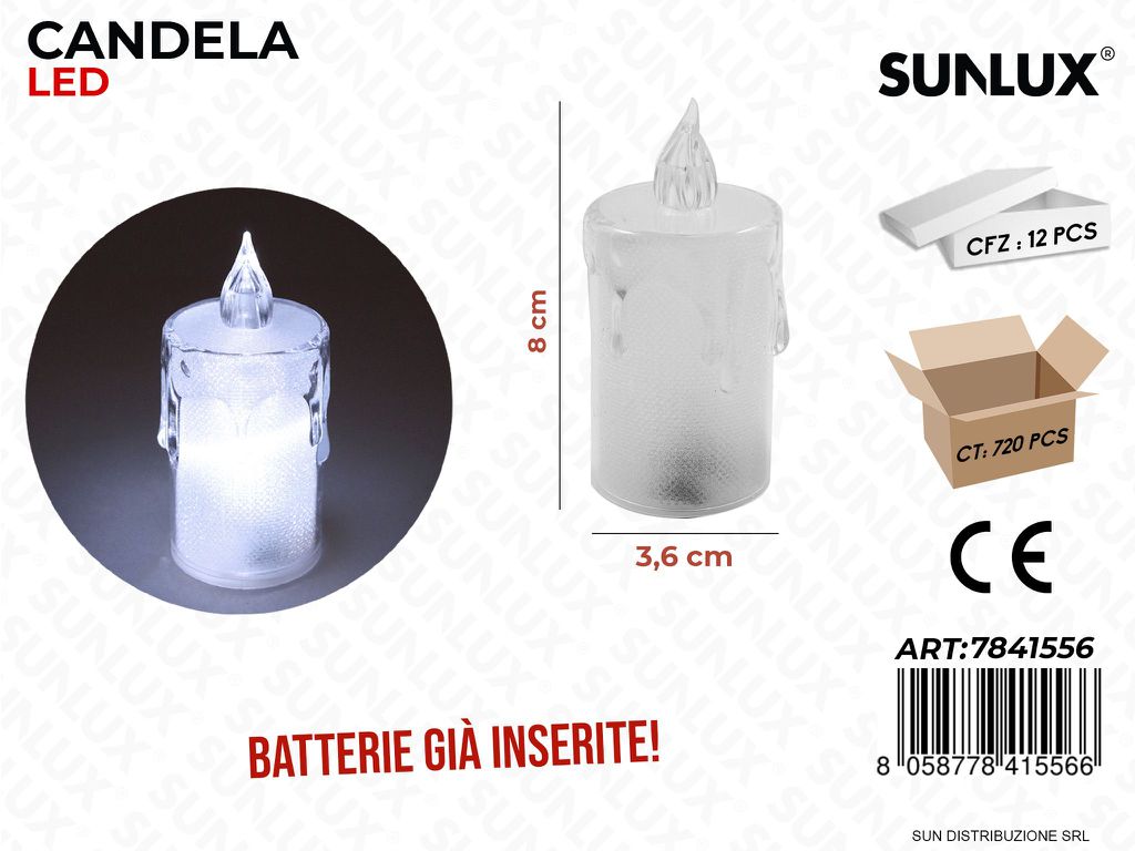 Candela Led c/ Batteria 3.6*8CM