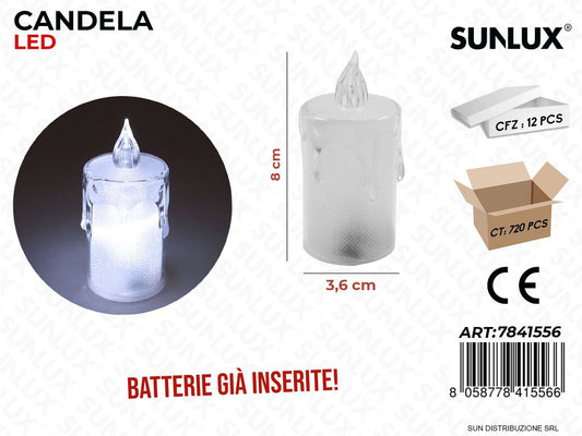 Candela Led c/ Batteria 3.6*8CM