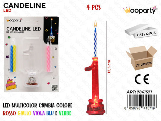 CANDELINE LED MULTICOLOR N.1 4PCS 12.5CM /PZ DA 12**