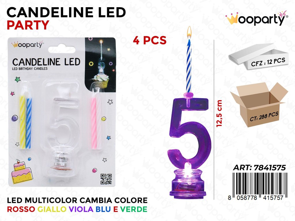 CANDELINE LED MULTICOLOR N.5 12.5CM