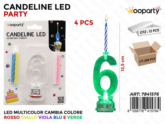 CANDELINA LED MULTICOLOR N.6 4PCS 12.5CM