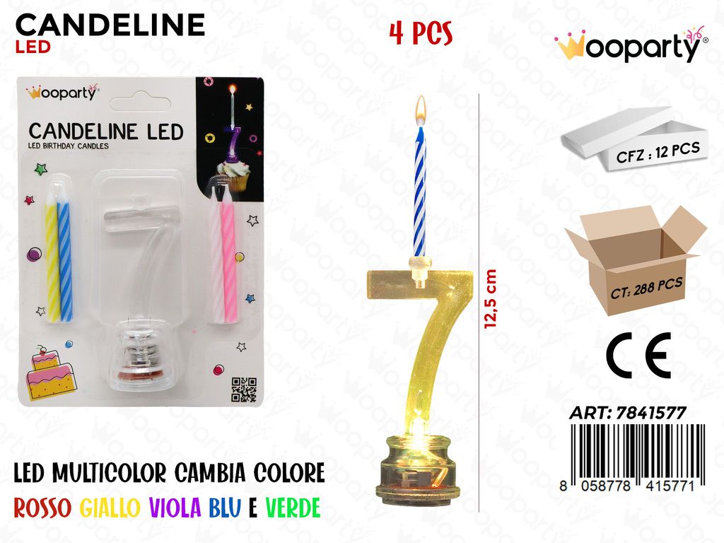 CANDELINE LED MULTICOLOR N.7 4PCS 12.5CM /PZ DA 12**