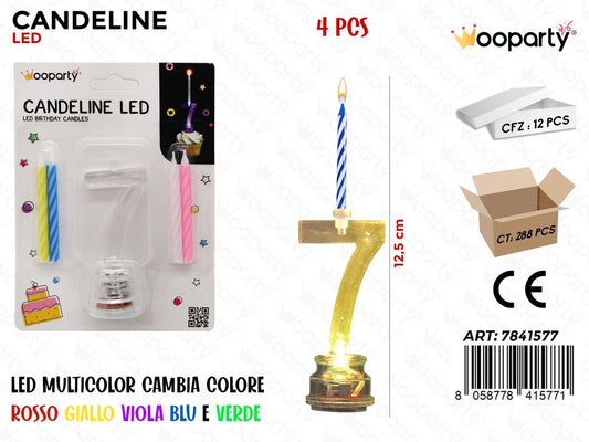 CANDELINE LED MULTICOLOR N.7 4PCS 12.5CM /PZ DA 12**