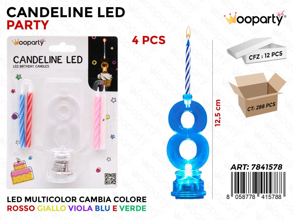 CANDELINE LED MULTICOLOR N.8 12.5CM