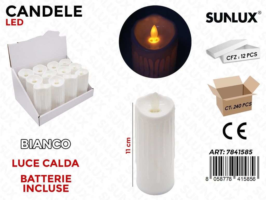 Sunlux Candele Led Bianco Luce Calda 11CM