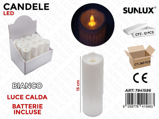 Sunlux Candele Led Bianco Luce Calda 15CM