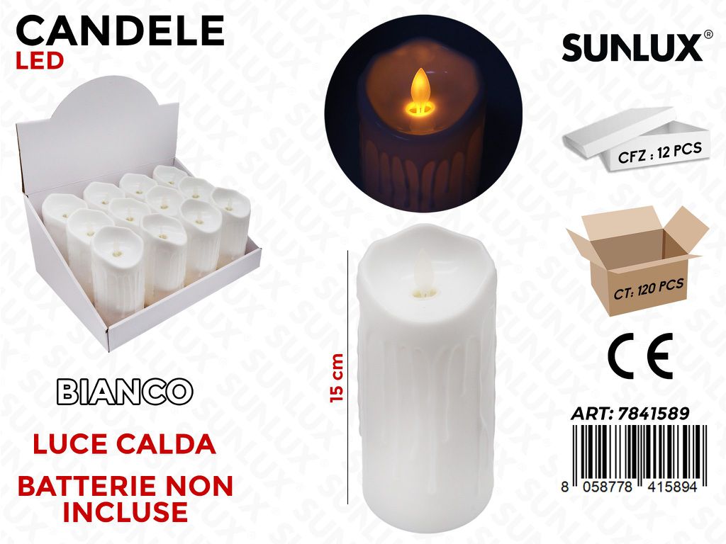 Sunlux Candele Led Bianco Luce Calda 15CM