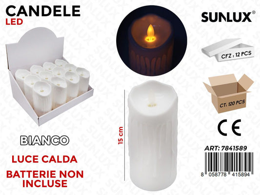 Sunlux Candele Led Bianco Luce Calda 15CM