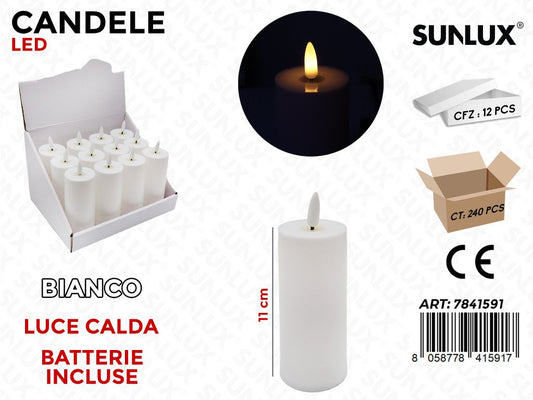 Sunlux Candele Led Bianco Luce Calda 11CM