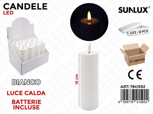 Sunlux Candele Led Bianco Luce Calda 16CM