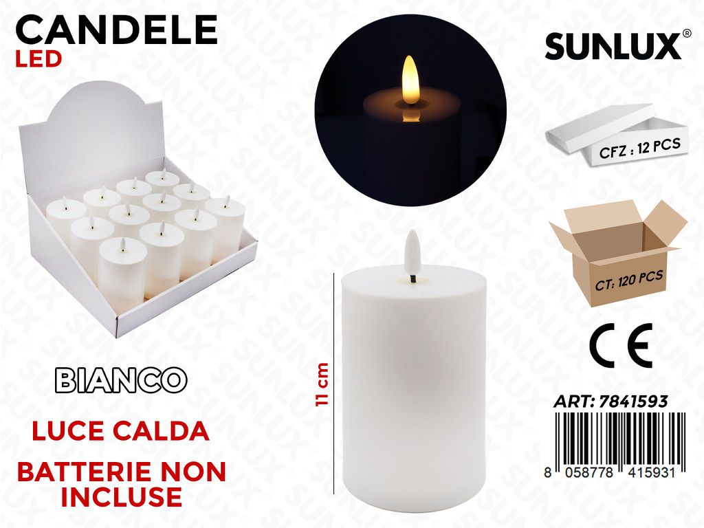 Sunlux Candele Led Bianco Luce Calda 11CM