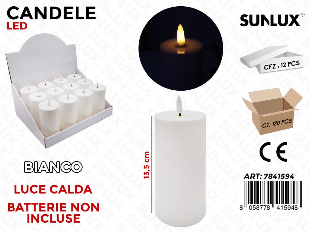 Sunlux Candele Led Bianco Luce Calda 13.5CM