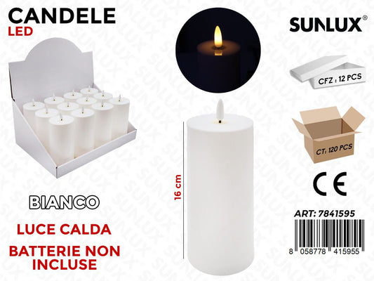 Sunlux Candele Led Bianco Luce Calda 16CM