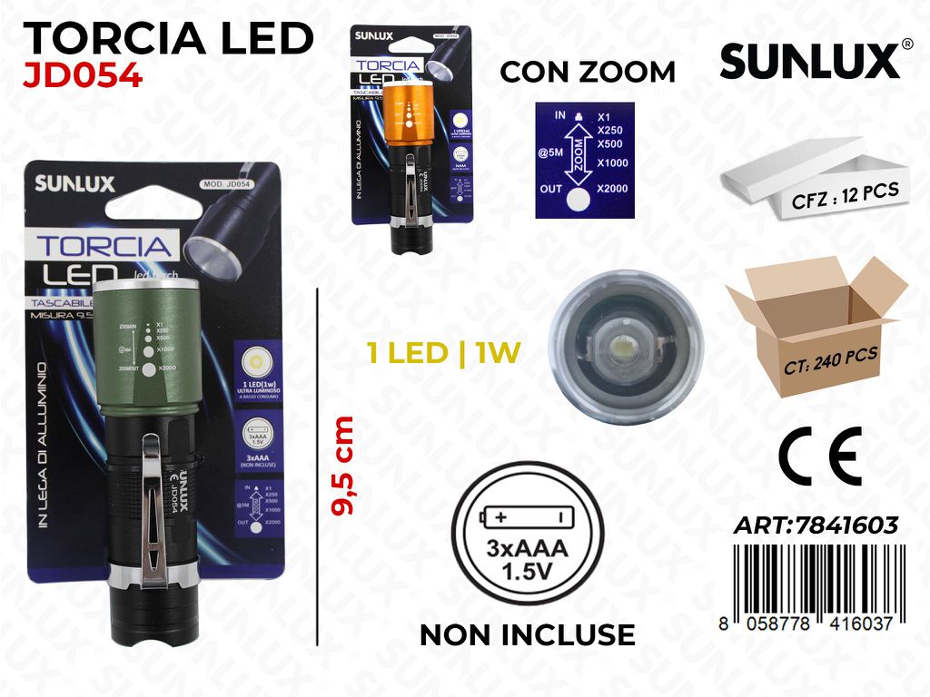Torcia Led JD054 Colori Ass. 9.5CM