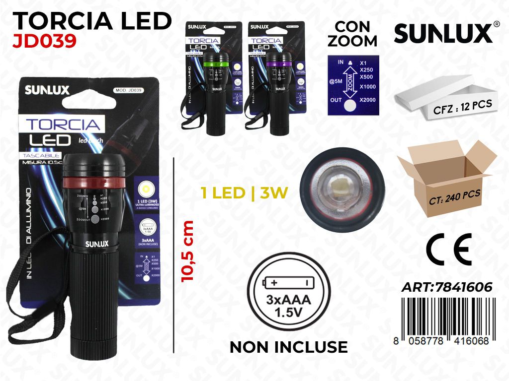 Torcia Led JD039 Colori Ass. 10.5 Cm