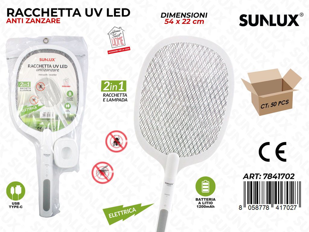 Racchetta Antizanzare Uv Led 54*22CM