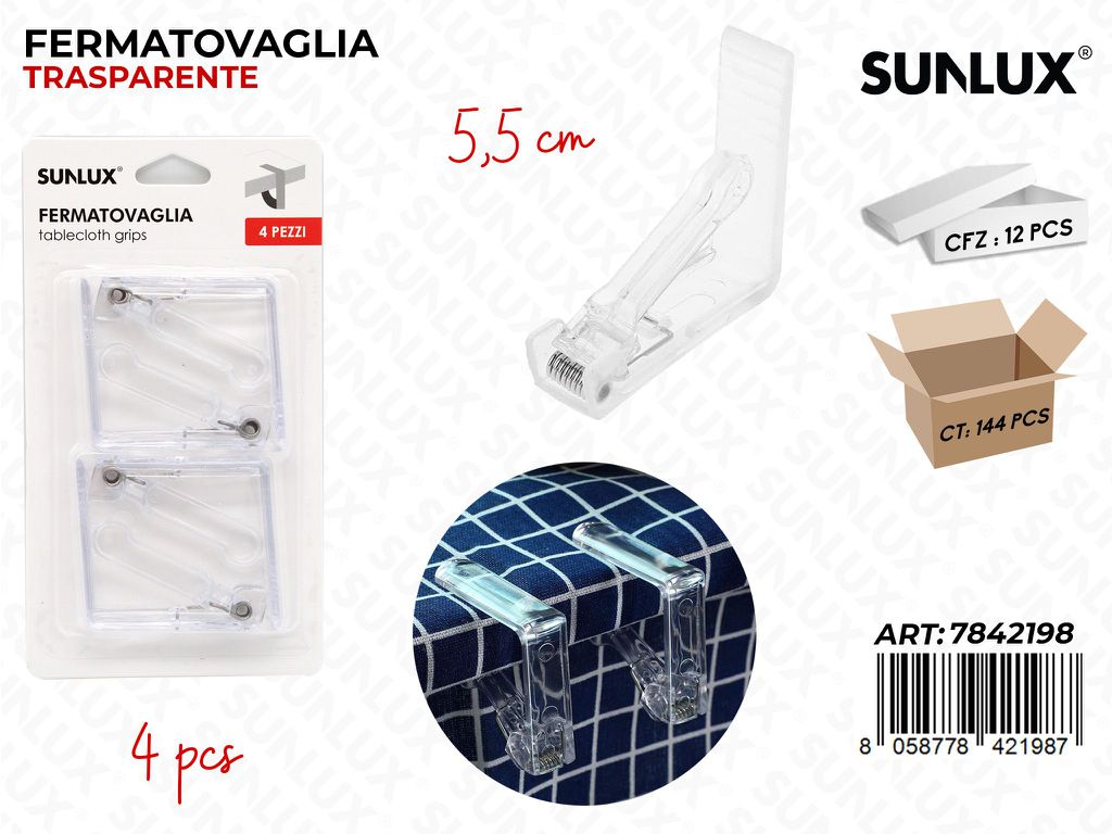 Sunlux Fermatovaglia Trasp. 4PCS 5.5CM