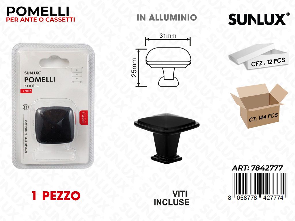 Pomelli per Cassetti in Allum. 31*25MM