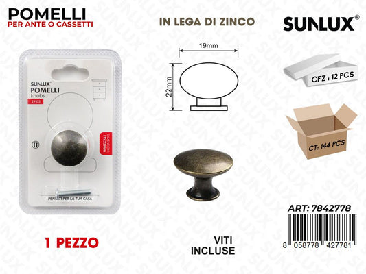 Pomelli per Cassetti in Zinco 19*22MM