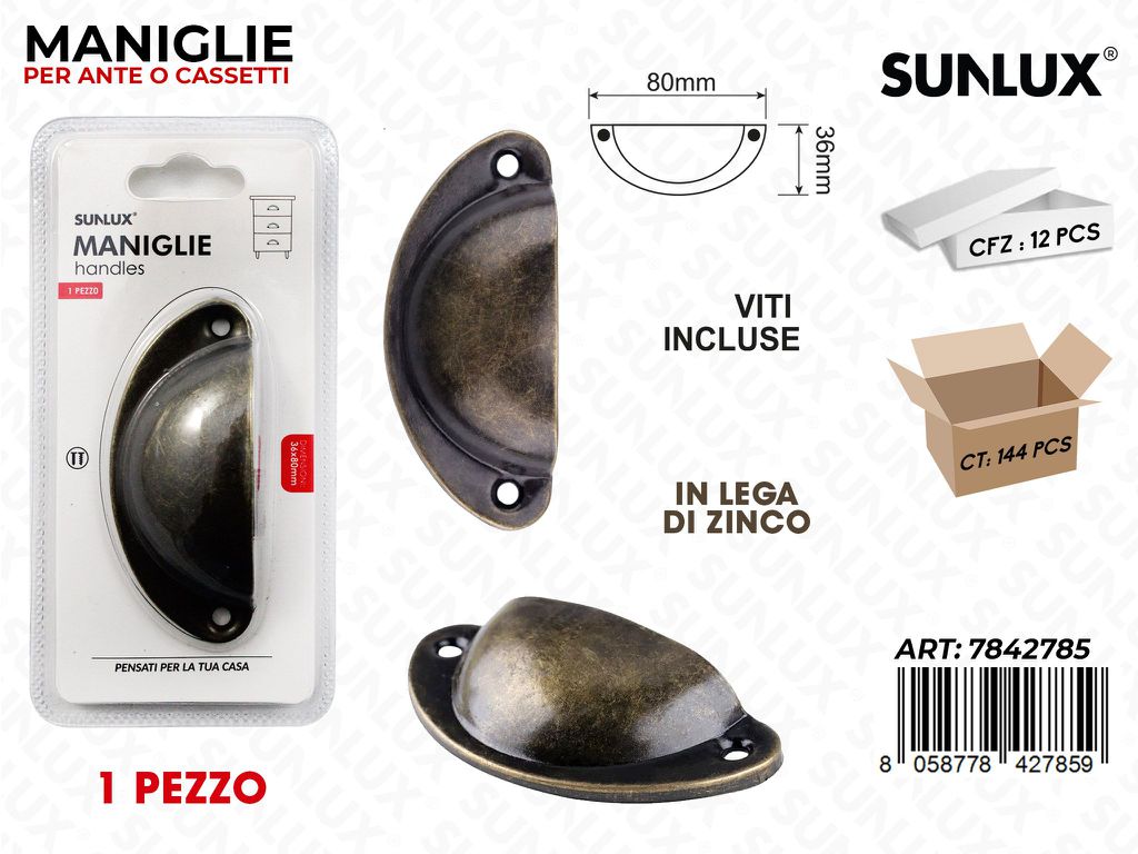 Maniglie per Cassetti in Zinco 80*36MM
