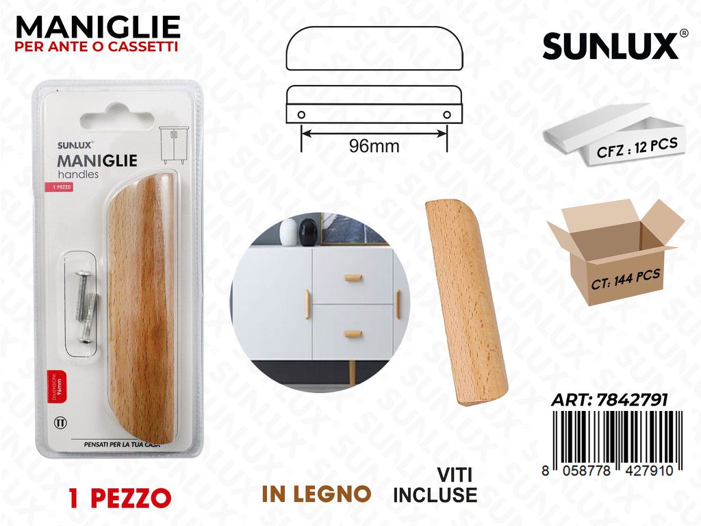 Sunlux Maniglie per Cassetti in Legno 96MM
