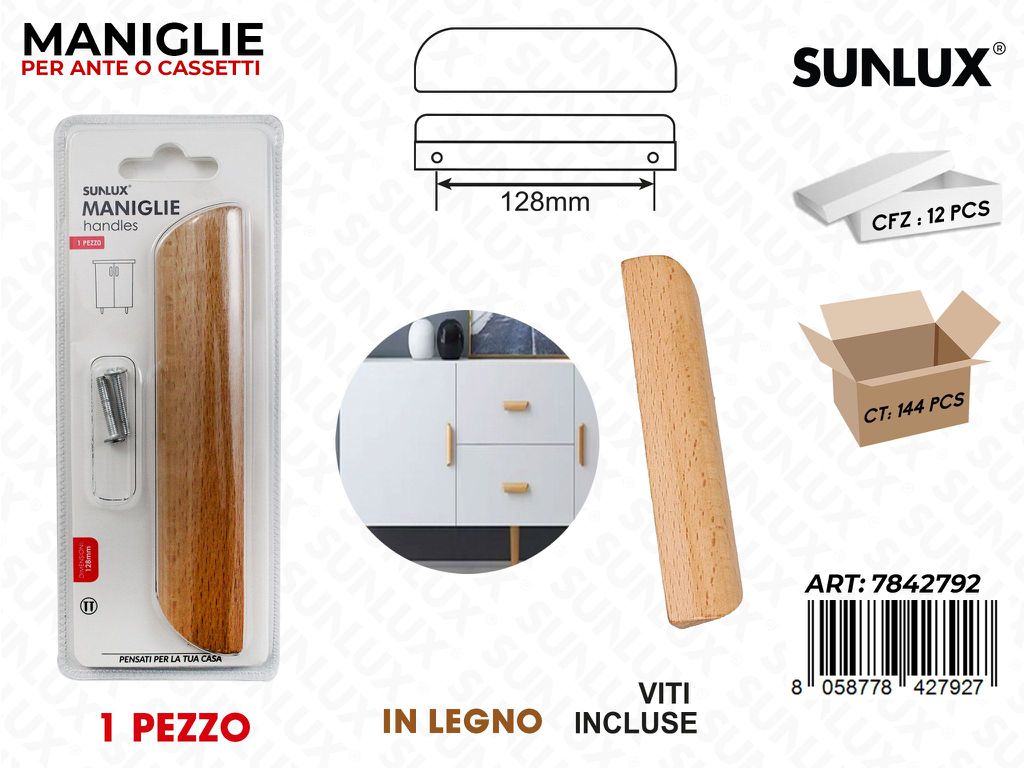 Sunlux Maniglie per Cassetti in Legno 128MM