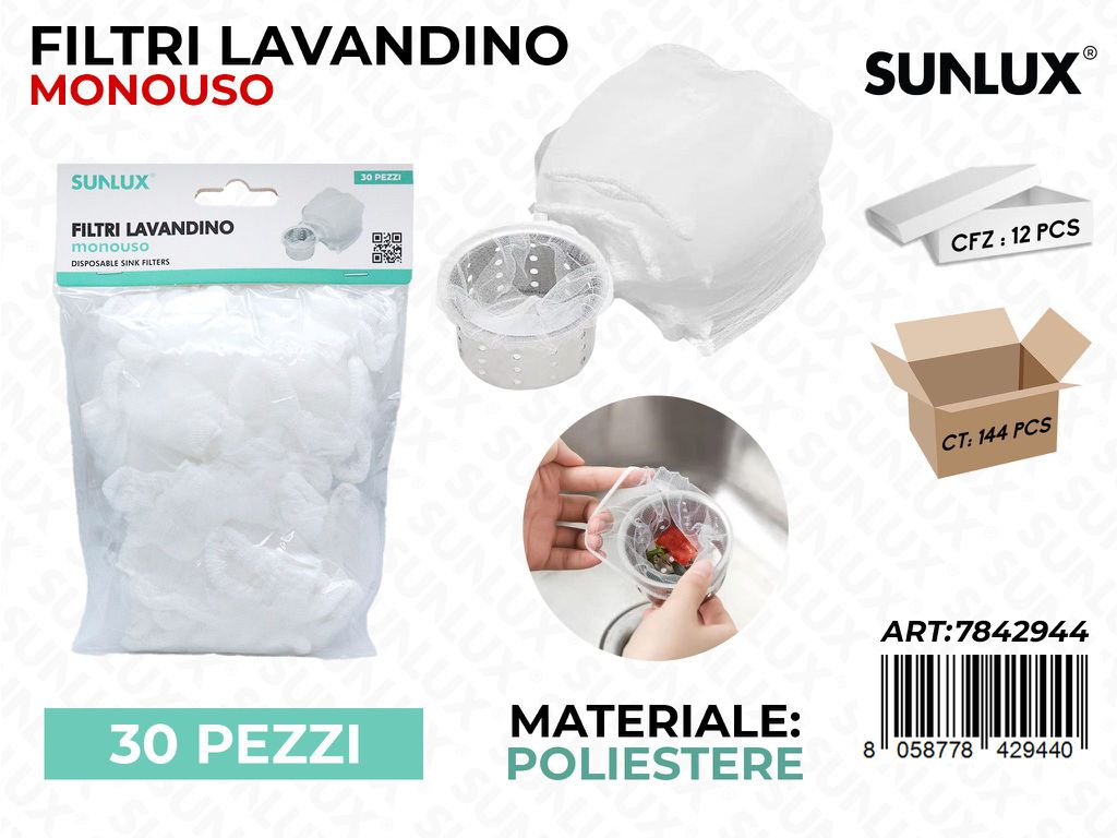 Sunlux Filtri Lavandino Monouso 30PCS