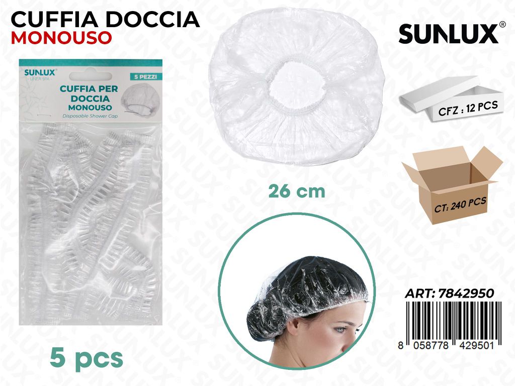 Sunlux Cuffia Doccia Monouso 5PCS 26CM