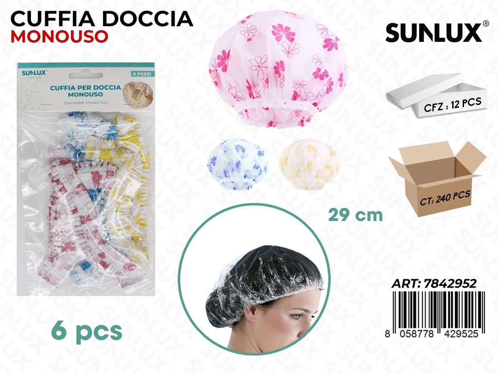 Sunlux Cuffia Doccia Monouso 6PCS 29CM