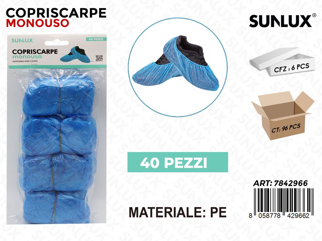 Sunlux Copriscarpe Monouso in Pe 40PCS