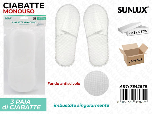 Sunlux Ciabatte Monouso Tg. Unica 3PCS