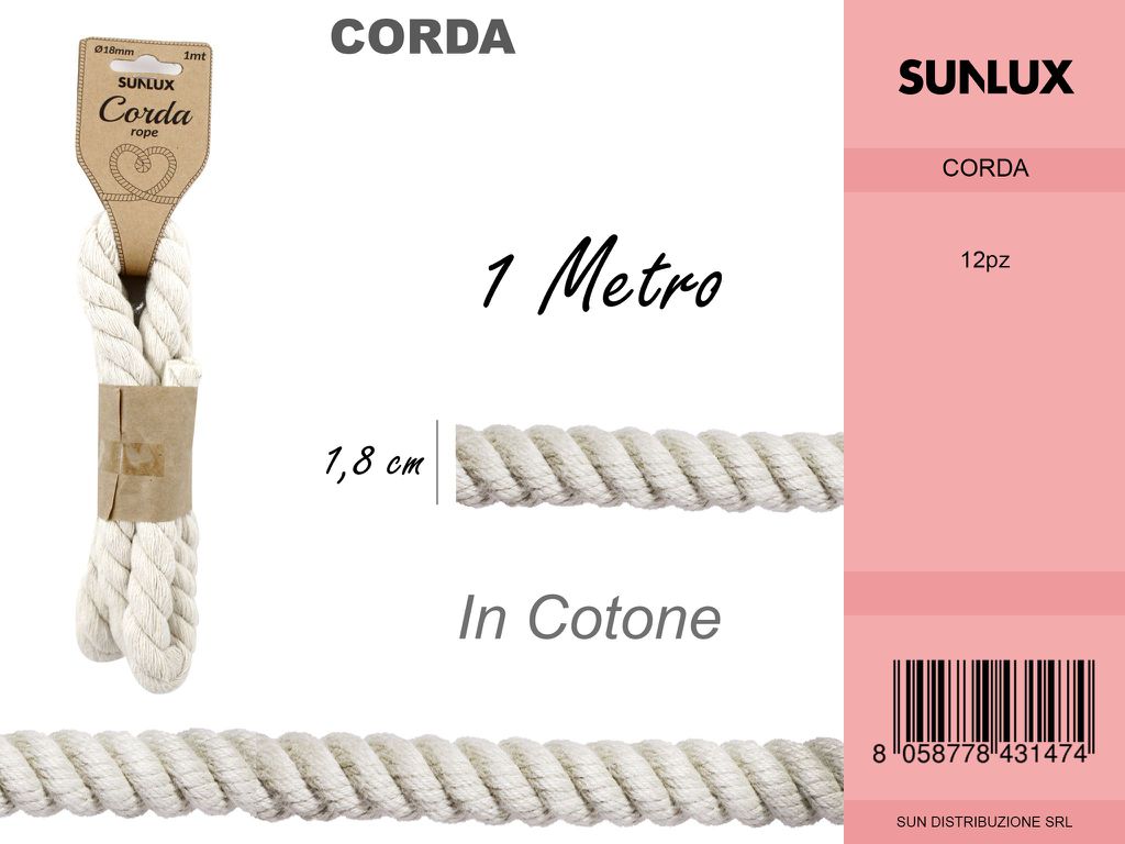 Sunlux Corda in Cotone 18MM*1 Mt
