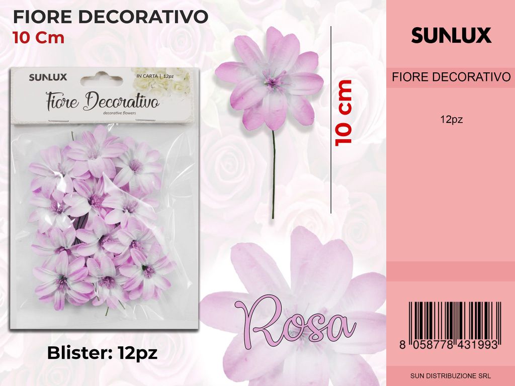 Fiore Decorativo Rosa c/ Gambo 12PC-10CM