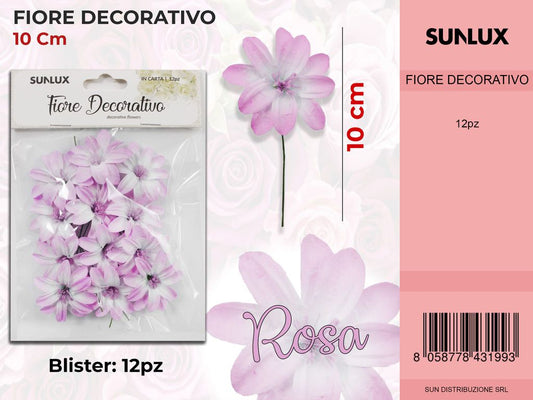Fiore Decorativo Rosa c/ Gambo 12PC-10CM