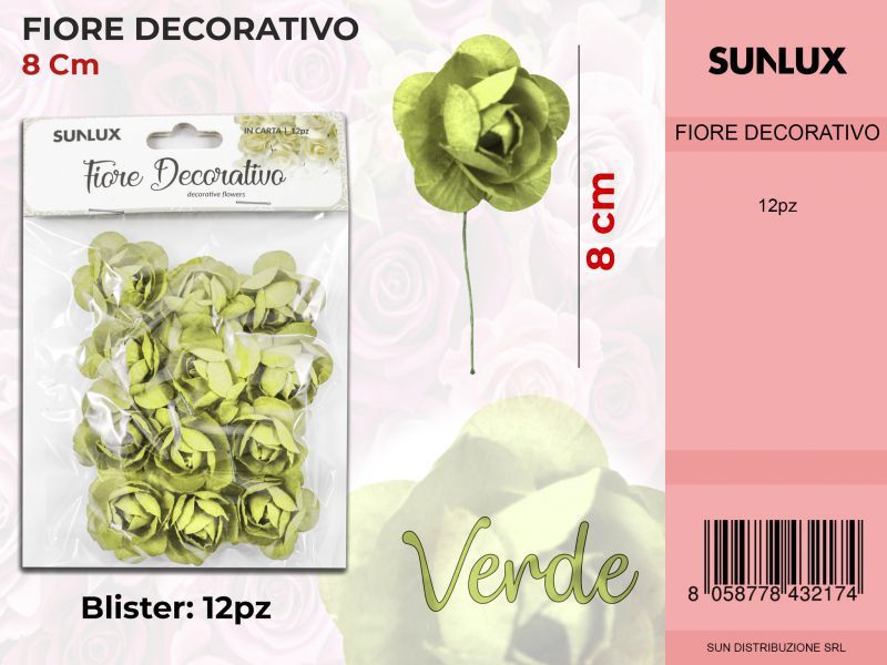 Fiore Decorativo Verde c/ Gambo 12PC-8CM