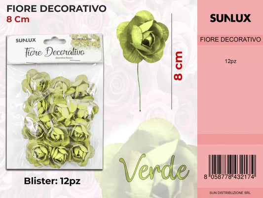 Fiore Decorativo Verde c/ Gambo 12PC-8CM