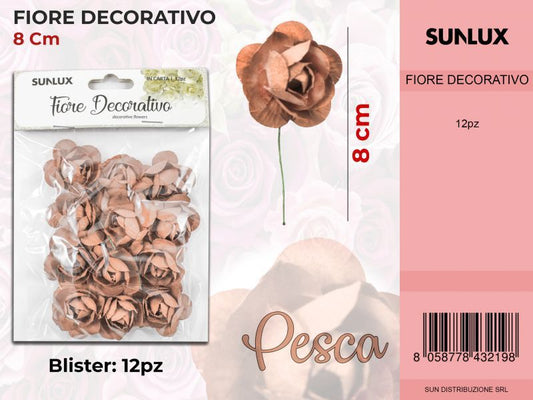 Fiore Decorativo Pesca c/ Gambo 12PC-8CM