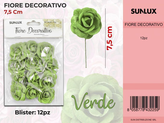 Fiore Decorativo Verde c/ Gambo 12PC-7.5CM