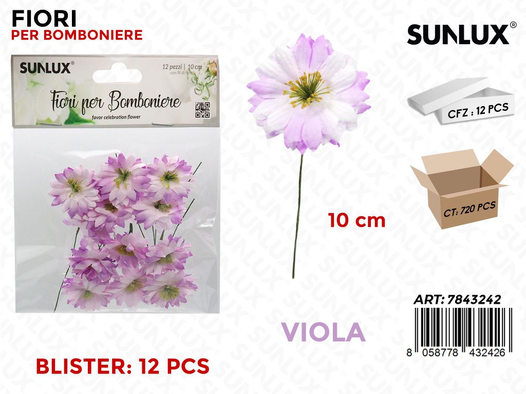Fiore Decorativo Viola c/ Gambo 12PC-10CM